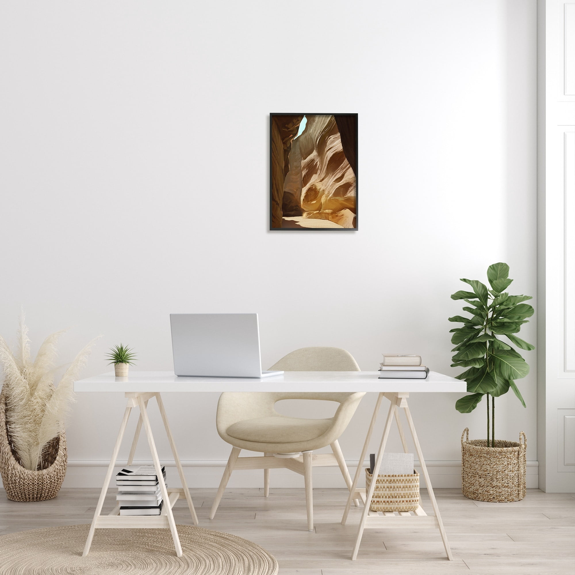 Stupell Industries Sandy Desert Cliffs Peaceful Arid Canyon Landscape Painting Black Framed Art Print Wall Art, Design by Ziwei Li