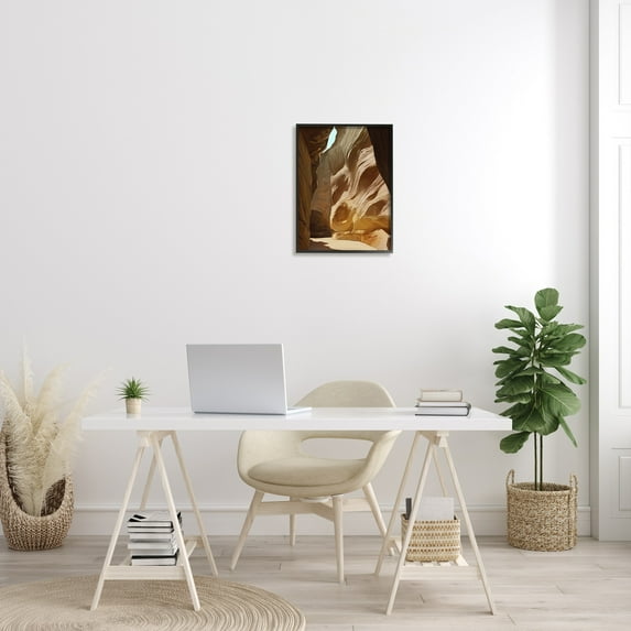 Stupell Industries Sandy Desert Cliffs Peaceful Arid Canyon Landscape Painting Black Framed Art Print Wall Art, Design by Ziwei Li