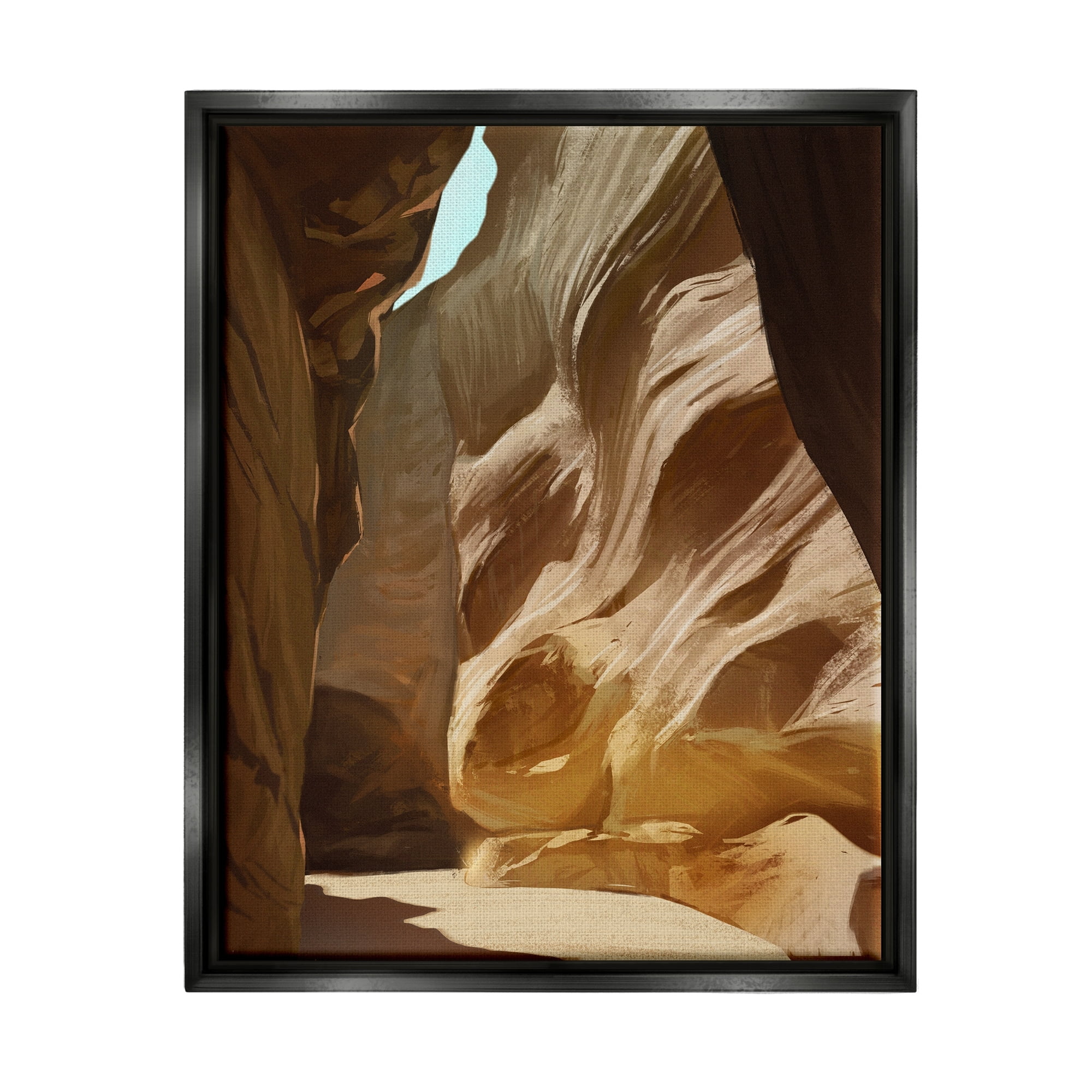Stupell Industries Sandy Desert Cliffs Peaceful Arid Canyon Landscape Painting Jet Black Floating Framed Canvas Print Wall Art, Design by Ziwei Li