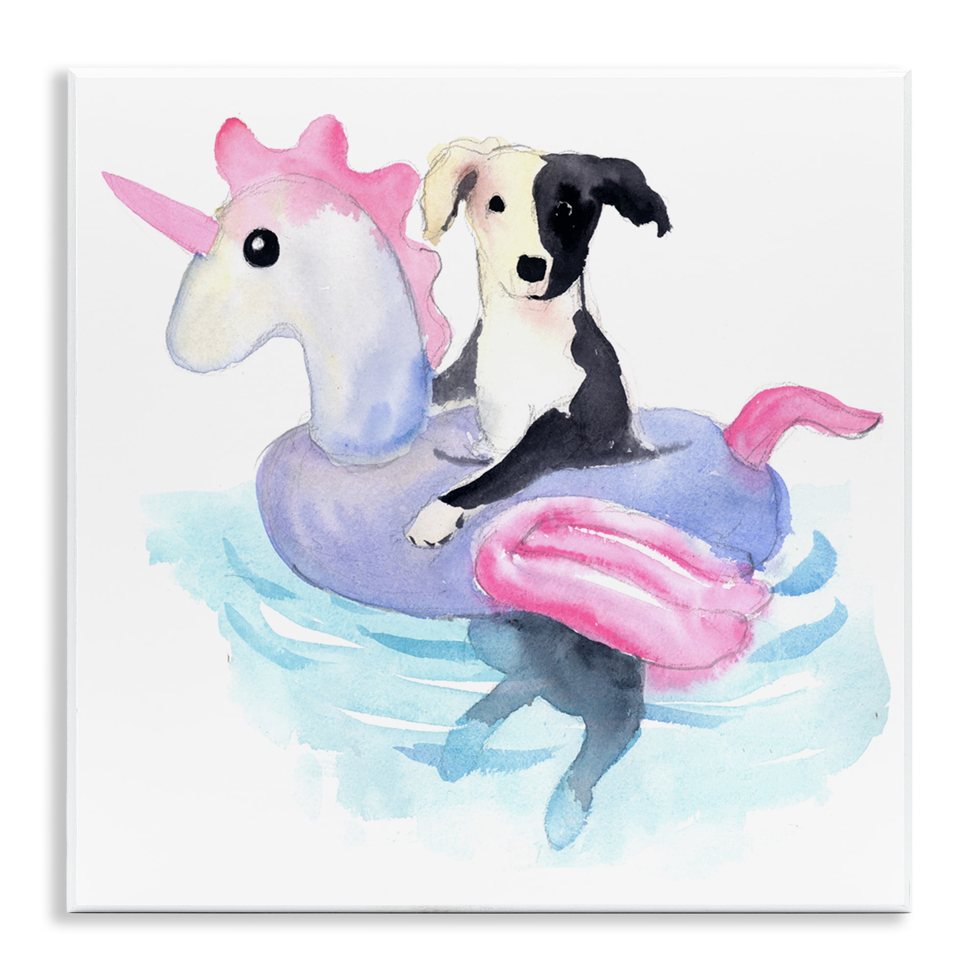 Stupell Industries Sandy Dog Pool Float Animals Painting Unframed Art Print Wall Art, 12 x 12