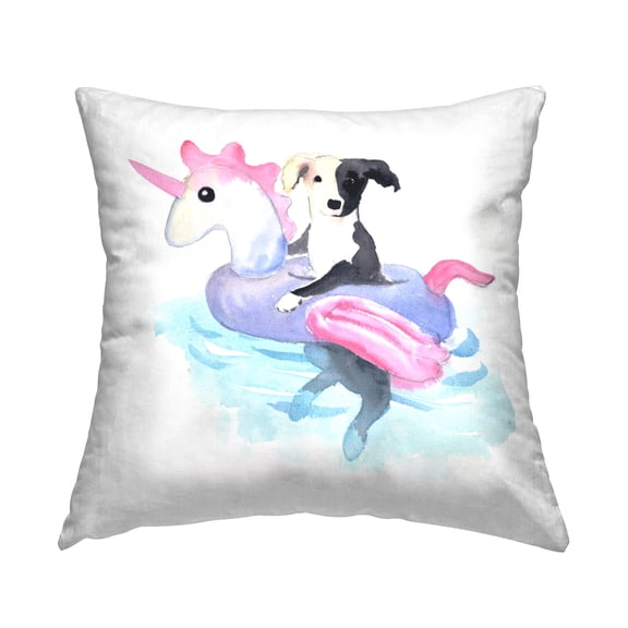 Stupell Industries Sandy Dog Pool Float Decorative Printed Throw Pillow Design by Geoff Allen.