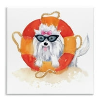 Stupell Industries Sandy Dog in Sunglasses Animals Painting Unframed Art Print Wall Art, 12 x 12