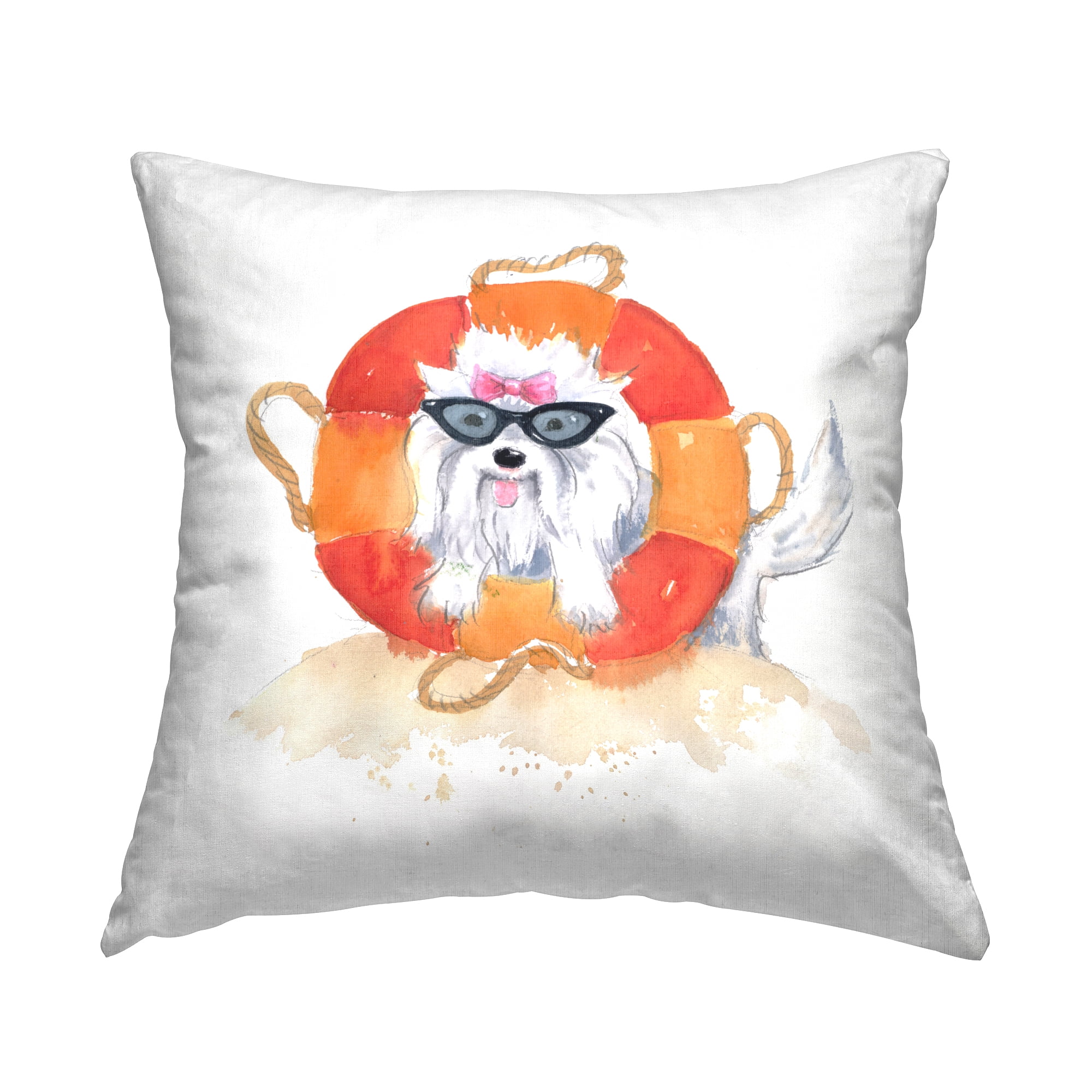 Stupell Industries Sandy Dog in Sunglasses Decorative Printed Throw Pillow Design by Geoff Allen.