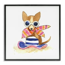 Stupell Industries Sandy Dog on Beach Animals Painting Black Framed Art Print Wall Art, 12 x 12