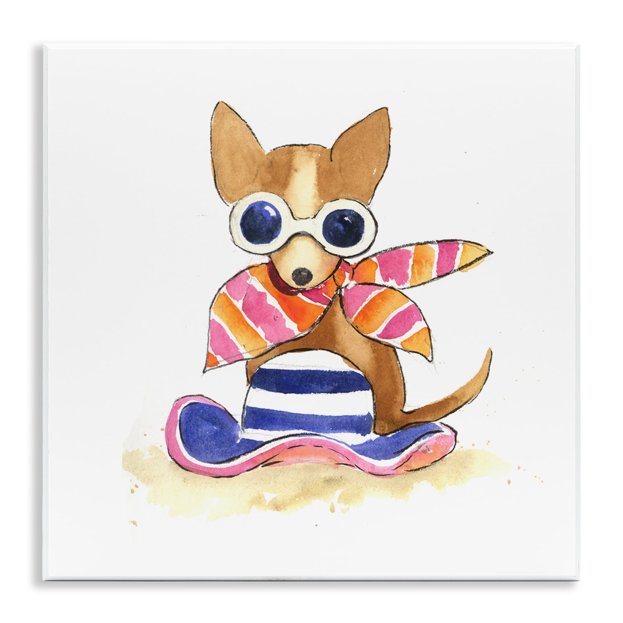 Stupell Industries Sandy Dog on Beach Animals Painting Unframed Art Print Wall Art, 12 x 12