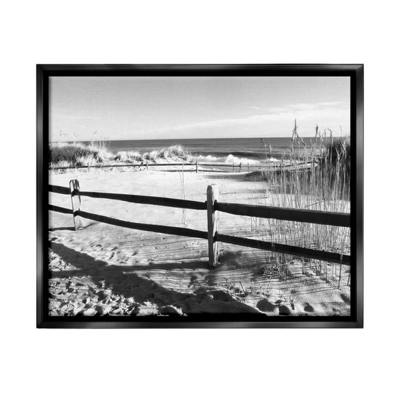 Stupell Industries Sandy Fenced Path Landscape Photography Black Floater Framed Canvas Art Print Wall Art, 21 x 17