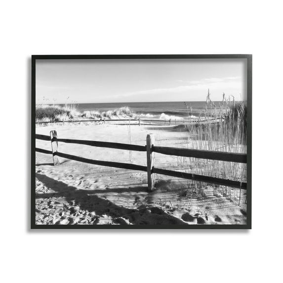 Stupell Industries Sandy Fenced Path Landscape Photography Black Framed Art Print Wall Art, 30 x 24
