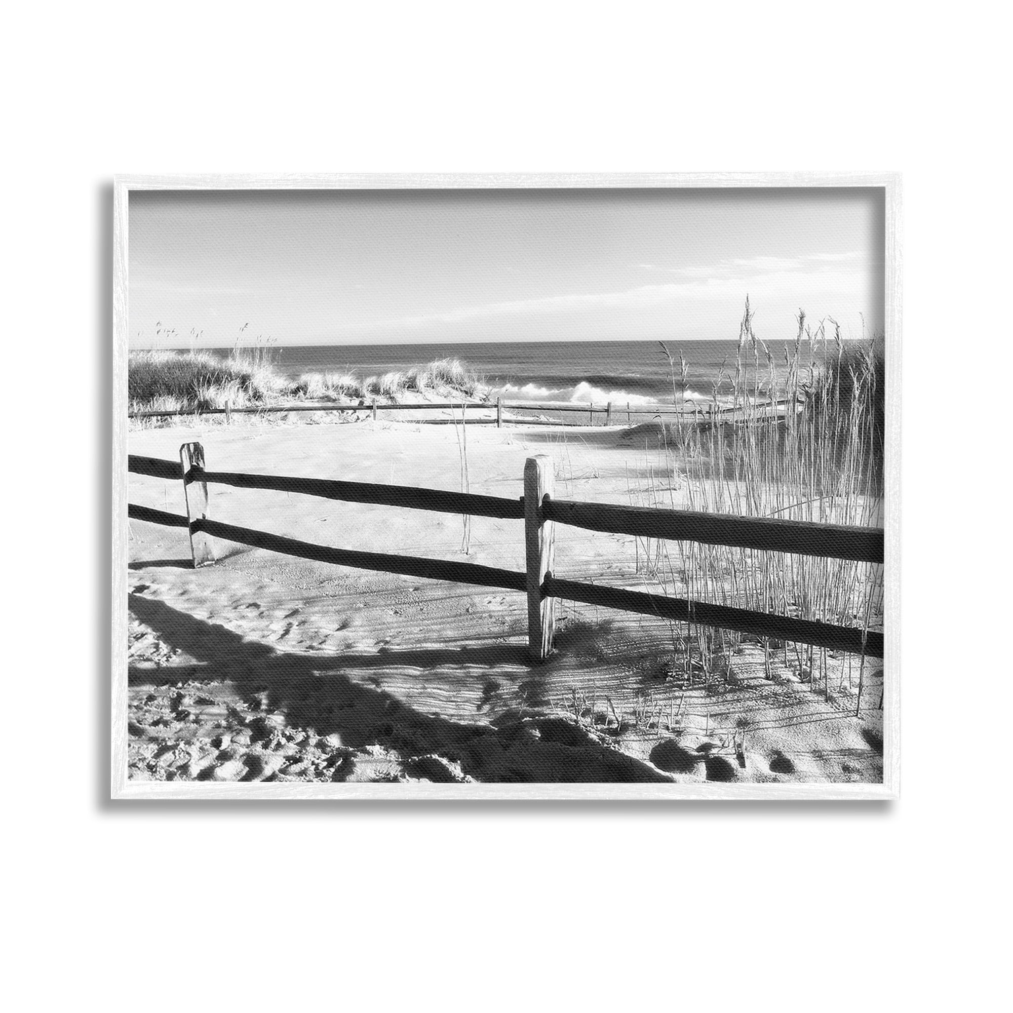 Stupell Industries Sandy Fenced Path Landscape Photography White Framed Art Print Wall Art, 14 x 11