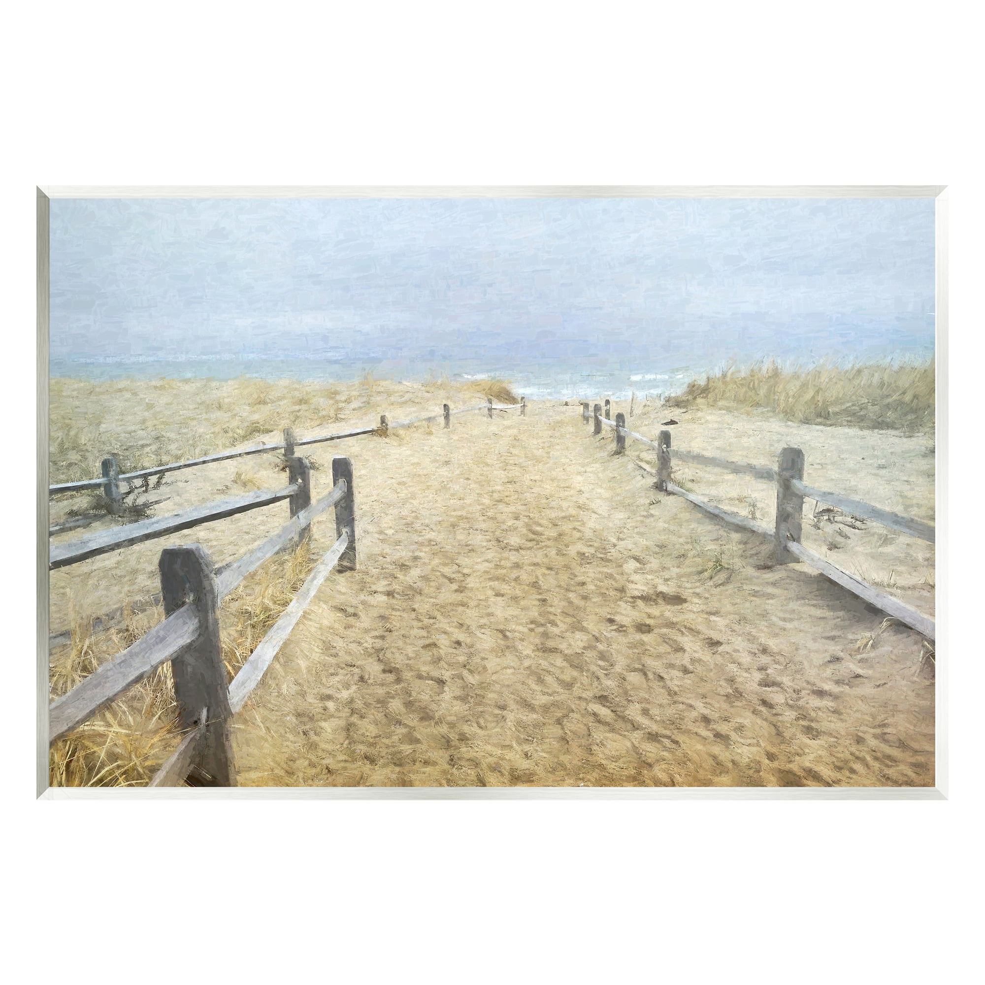 Stupell Industries Sandy Footprints Beach Boardwalk Coastal Painting Unframed Art Print Wall Art