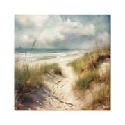Stupell Industries Sandy Footprints Beach Path Nature Painting Gallery Wrapped Canvas Art Print Wall Art, 17 x 17