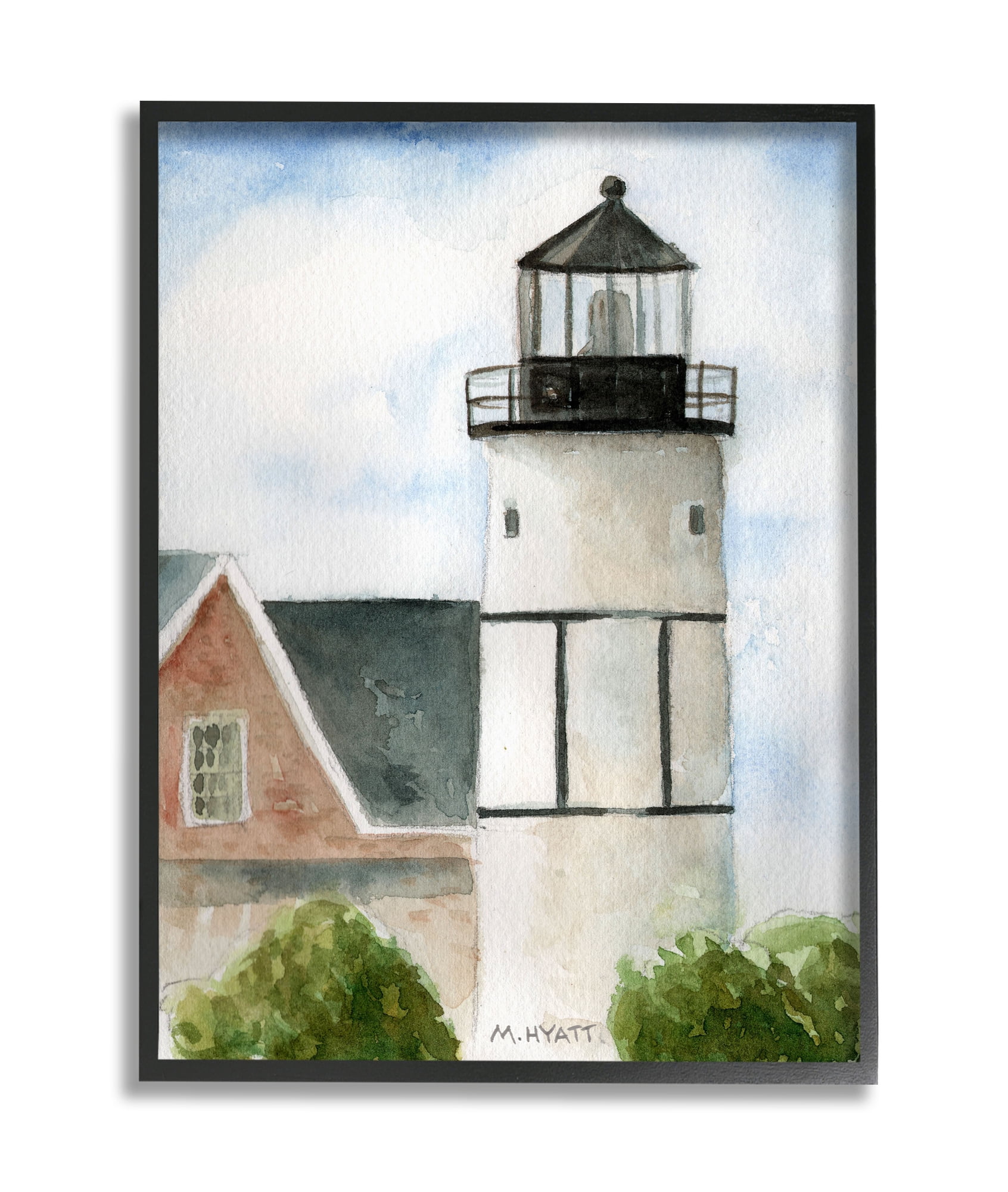 Stupell Industries Sandy Neck Lighthouse Coastal Beach Architecture Black Framed, 16 x 20, Design by Melissa Hyatt LLC