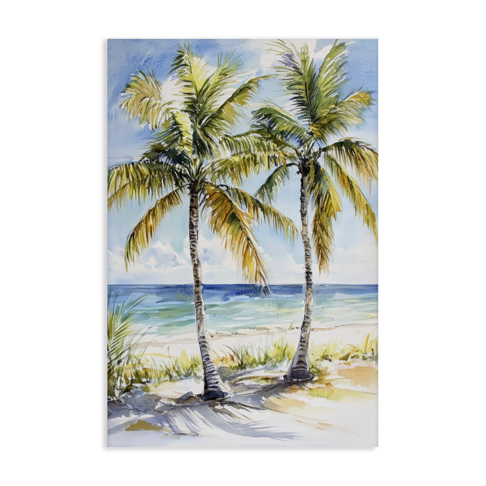 Stupell Industries Sandy Palms Duo Ocean View Canvas Wall Art, design by Petal Prints Design