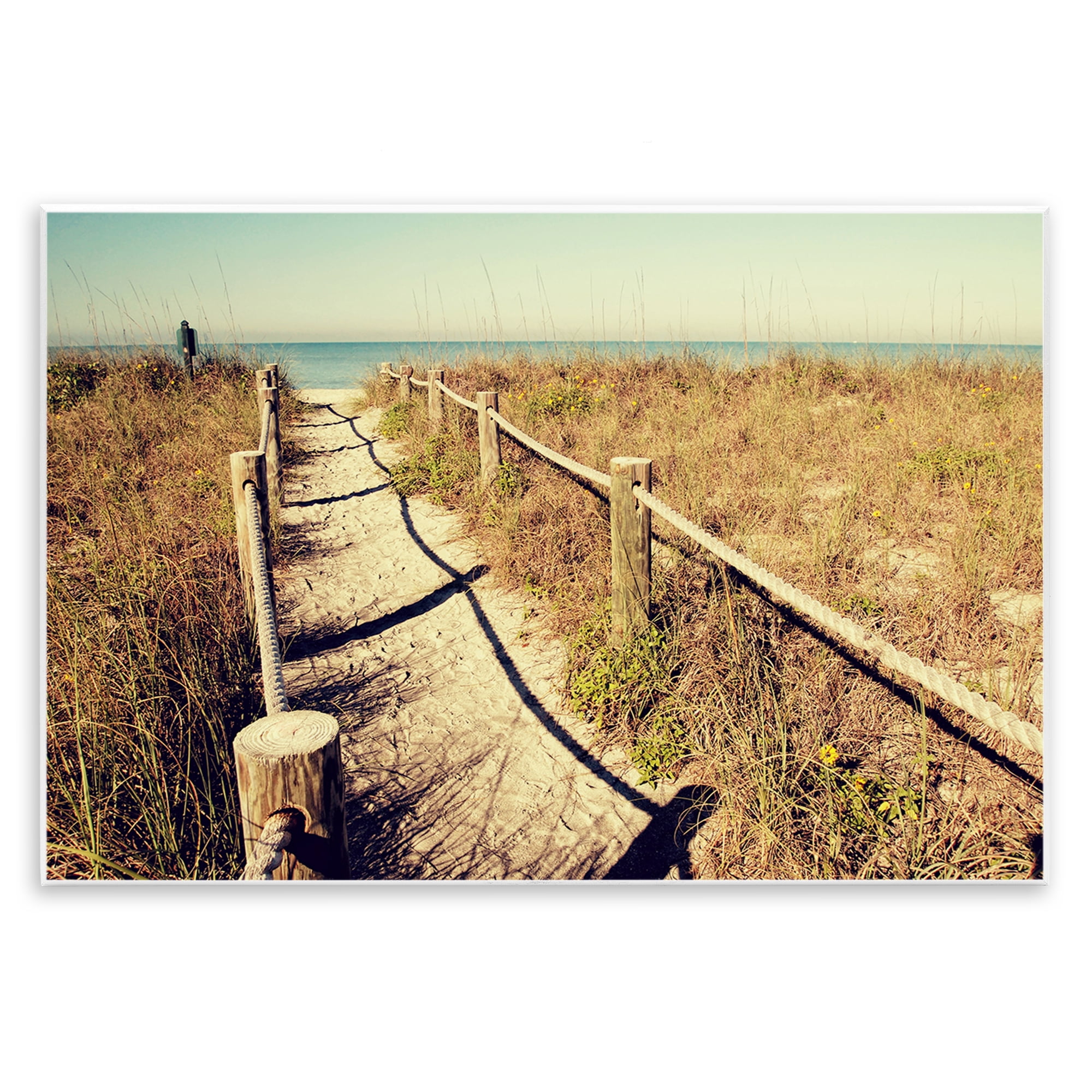 Stupell Industries Sandy Path Railing Landscape & Nature Photography Unframed Art Print Wall Art, 19 x 13