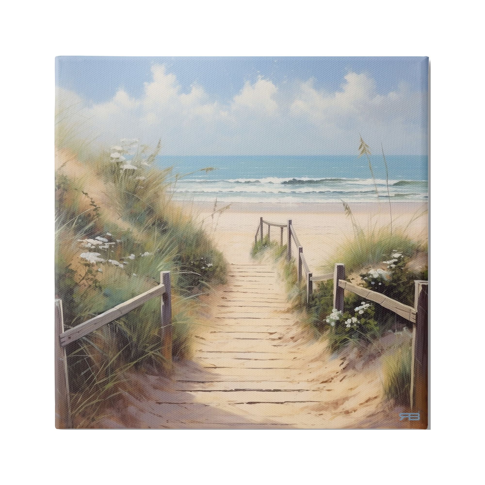 Stupell Industries Sandy Path to Beach Landscape Painting Gallery Wrapped Canvas Art Print Wall Art, 24 x 24