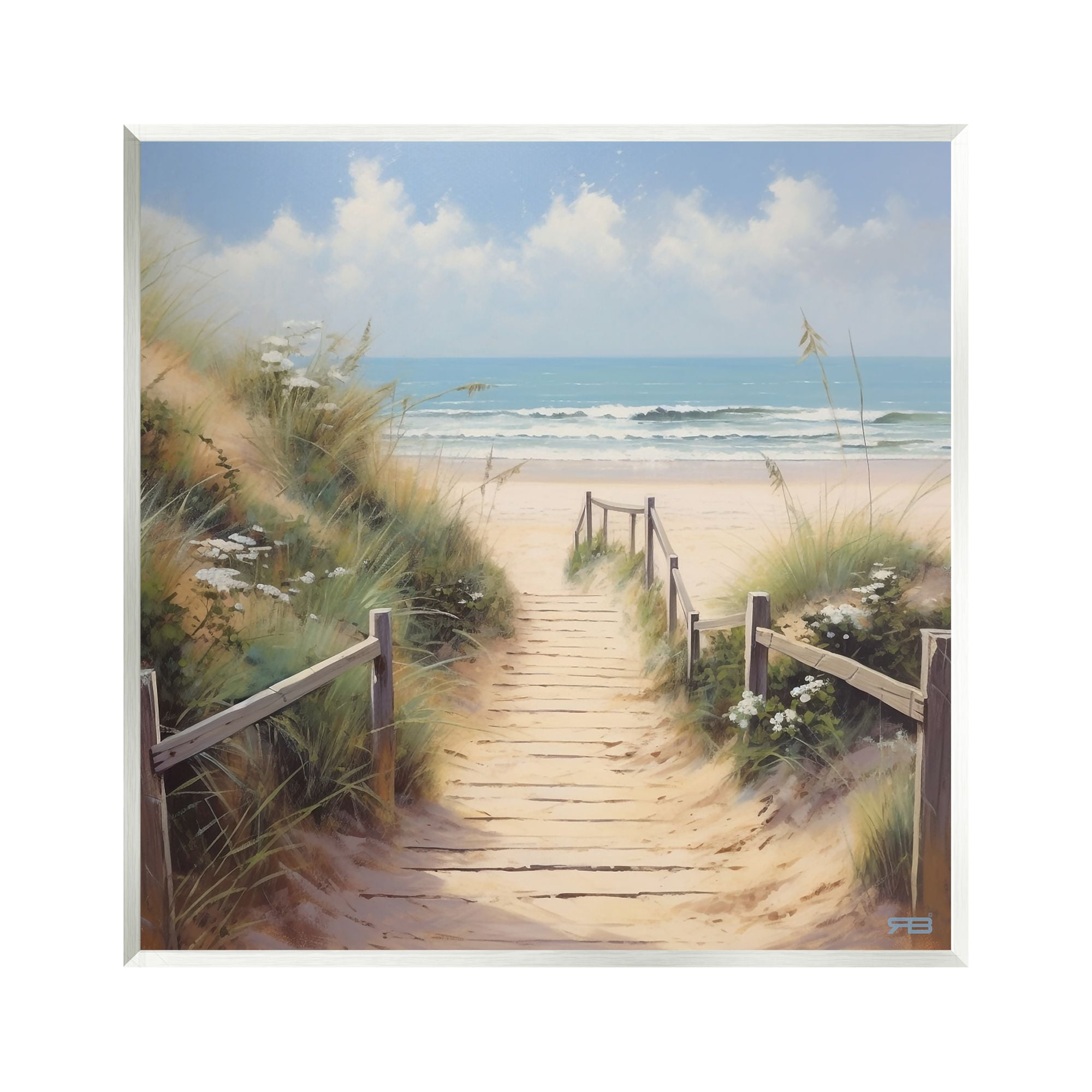 Stupell Industries Sandy Path to Beach Landscape Painting Unframed Art Print Wall Art, 12 x 12