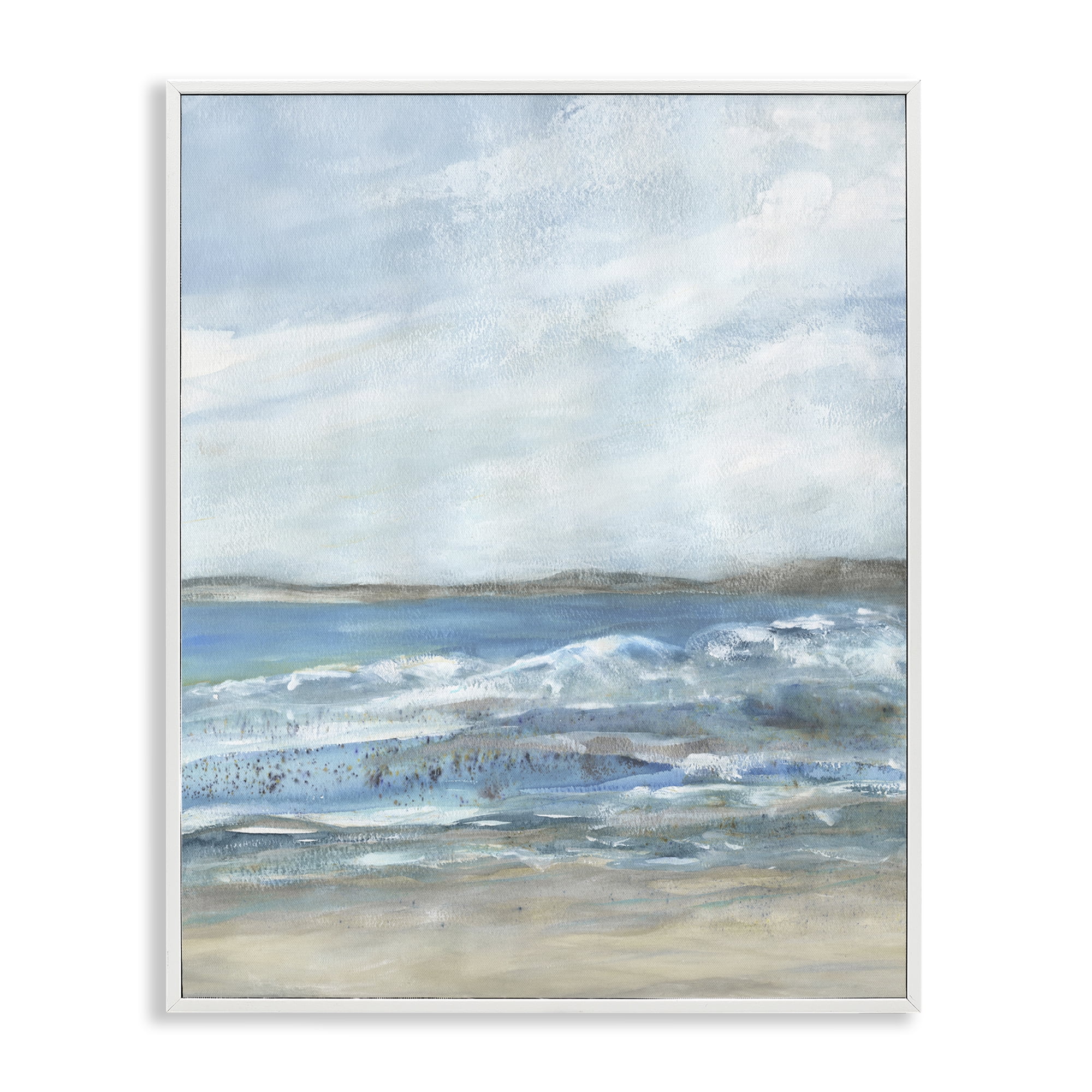 Stupell Industries Sandy Surf Beach Landscape & Nature Painting White Framed Art Print Wall Art, 24 x 30