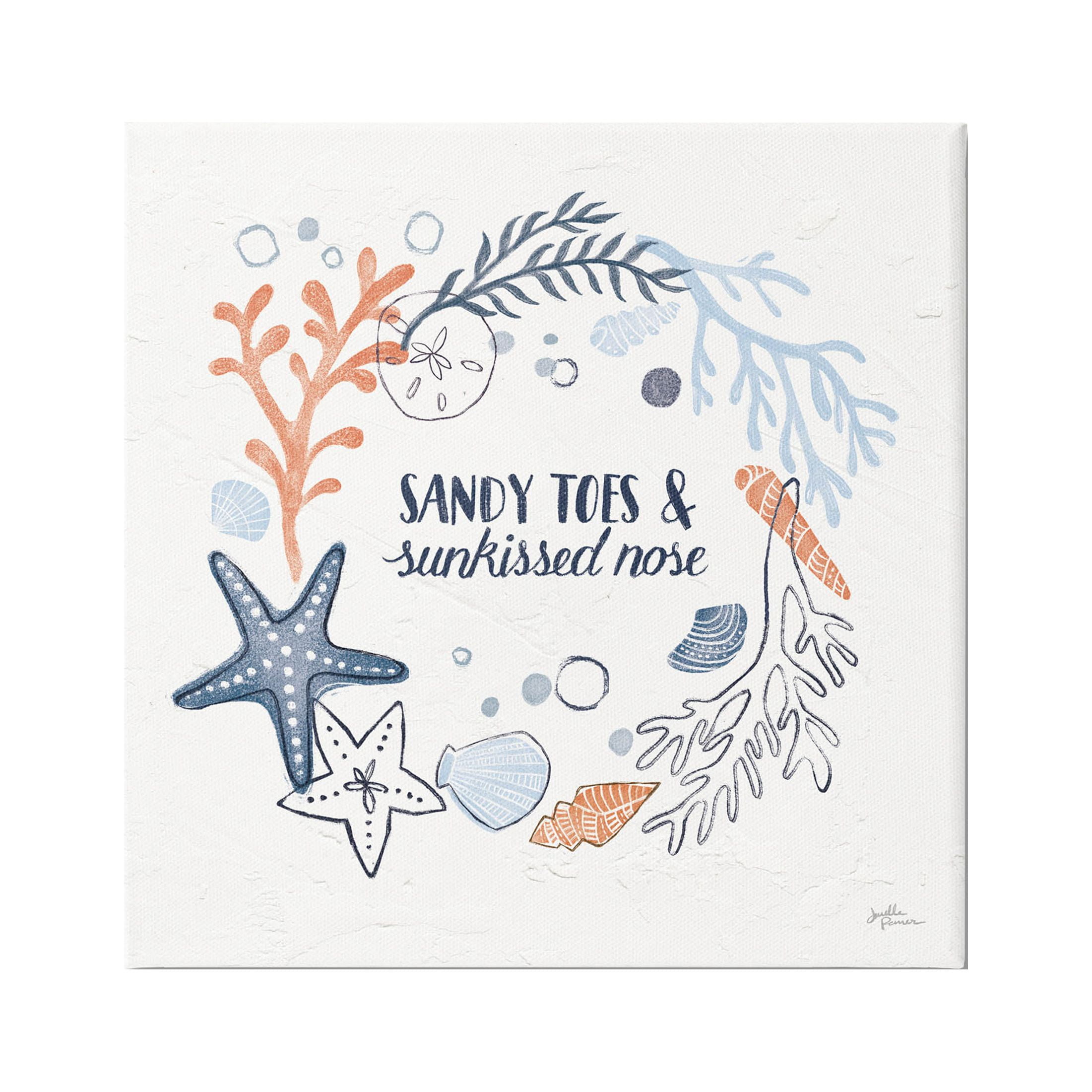 Stupell Industries Sandy Toes Sunkissed Nose Phrase Graphic Art Gallery Wrapped Canvas Print Wall Art, Design by Janelle Penner