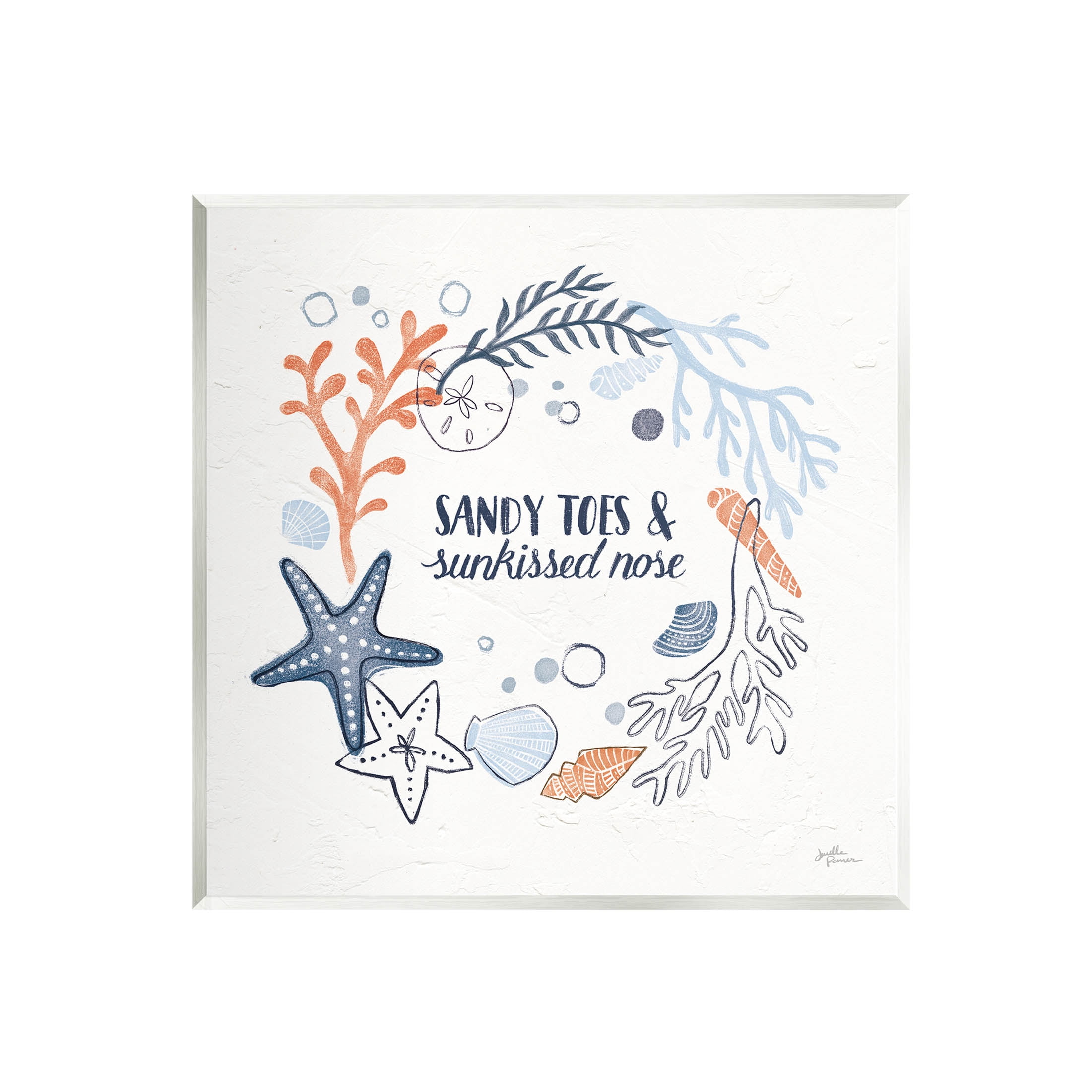 Stupell Industries Sandy Toes Sunkissed Nose Phrase Graphic Art Unframed Art Print Wall Art, Design by Janelle Penner
