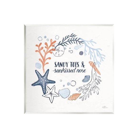 Stupell Industries Sandy Toes Sunkissed Nose Phrase Graphic Art Unframed Art Print Wall Art, Design by Janelle Penner