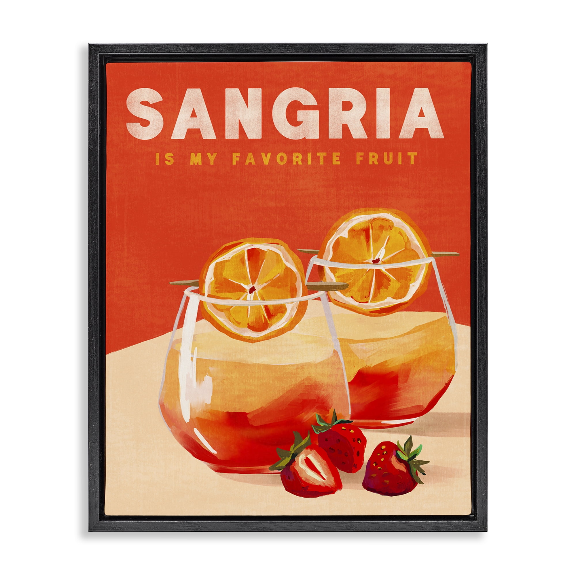 Stupell Industries Sangria Favorite Fruit Food & Beverage Painting Black Floater Framed Canvas Art Print Wall Art, 25 x 31