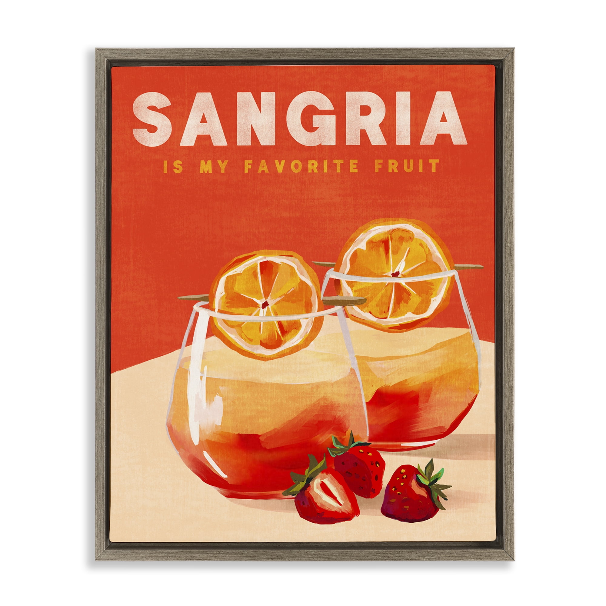 Stupell Industries Sangria Favorite Fruit Food & Beverage Painting Brown Floater Framed Canvas Art Print Wall Art, 17 x 21