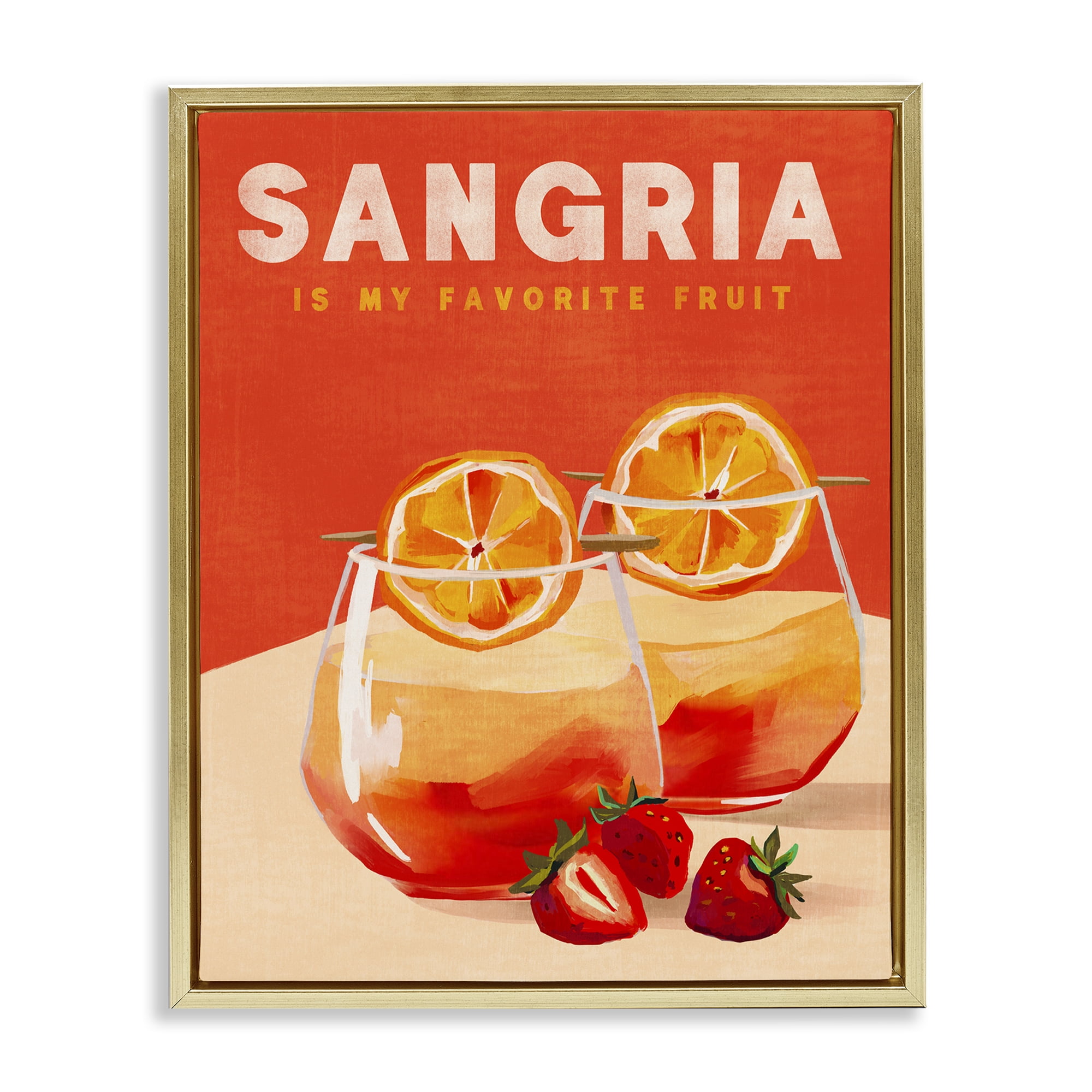 Stupell Industries Sangria Favorite Fruit Food & Beverage Painting Gold Floater Framed Canvas Art Print Wall Art, 17 x 21