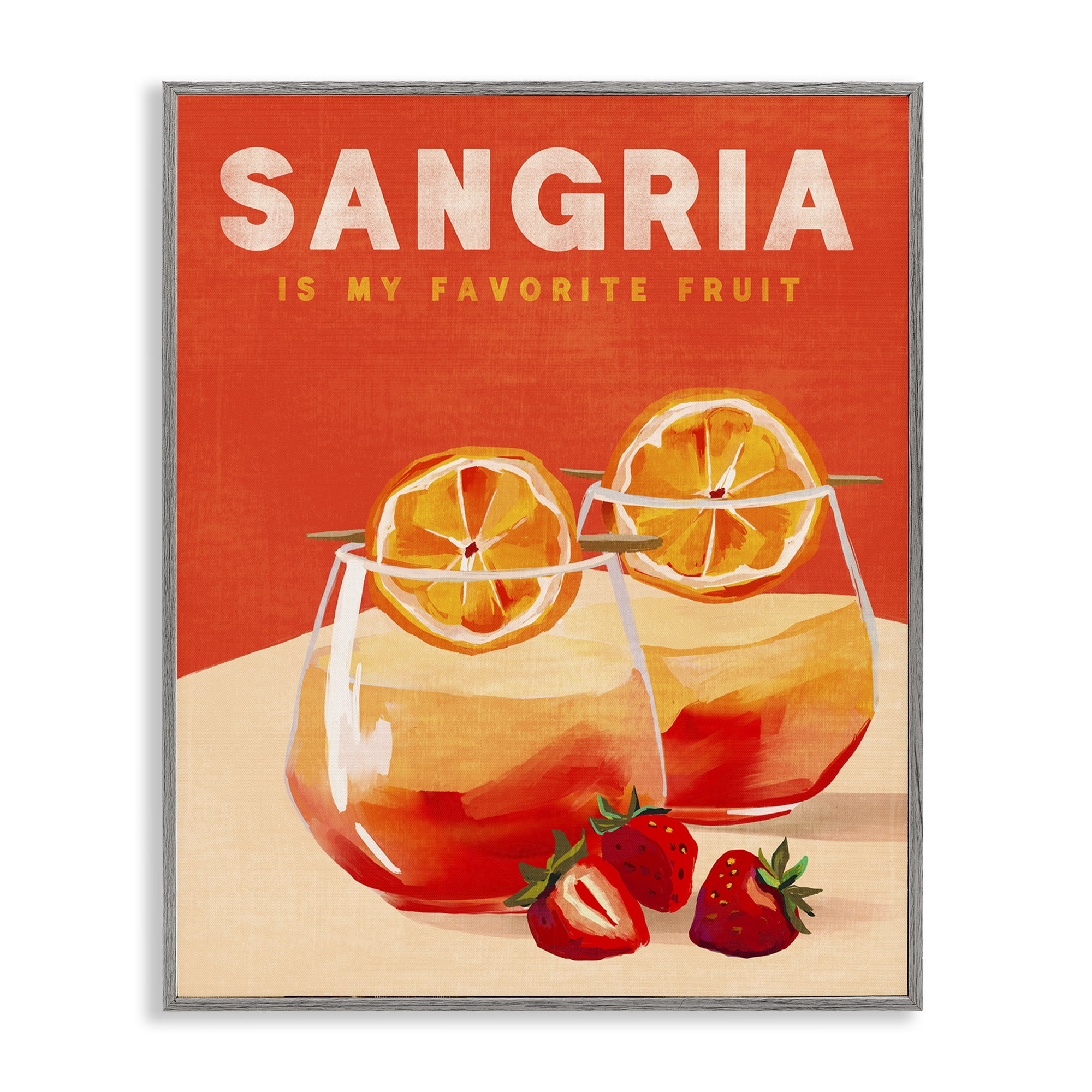 Stupell Industries Sangria Favorite Fruit Food & Beverage Painting Gray Framed Art Print Wall Art, 16 x 20