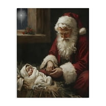 Santa Believes with Baby Jesus Canvas Art, 16 x 20, Made In USA