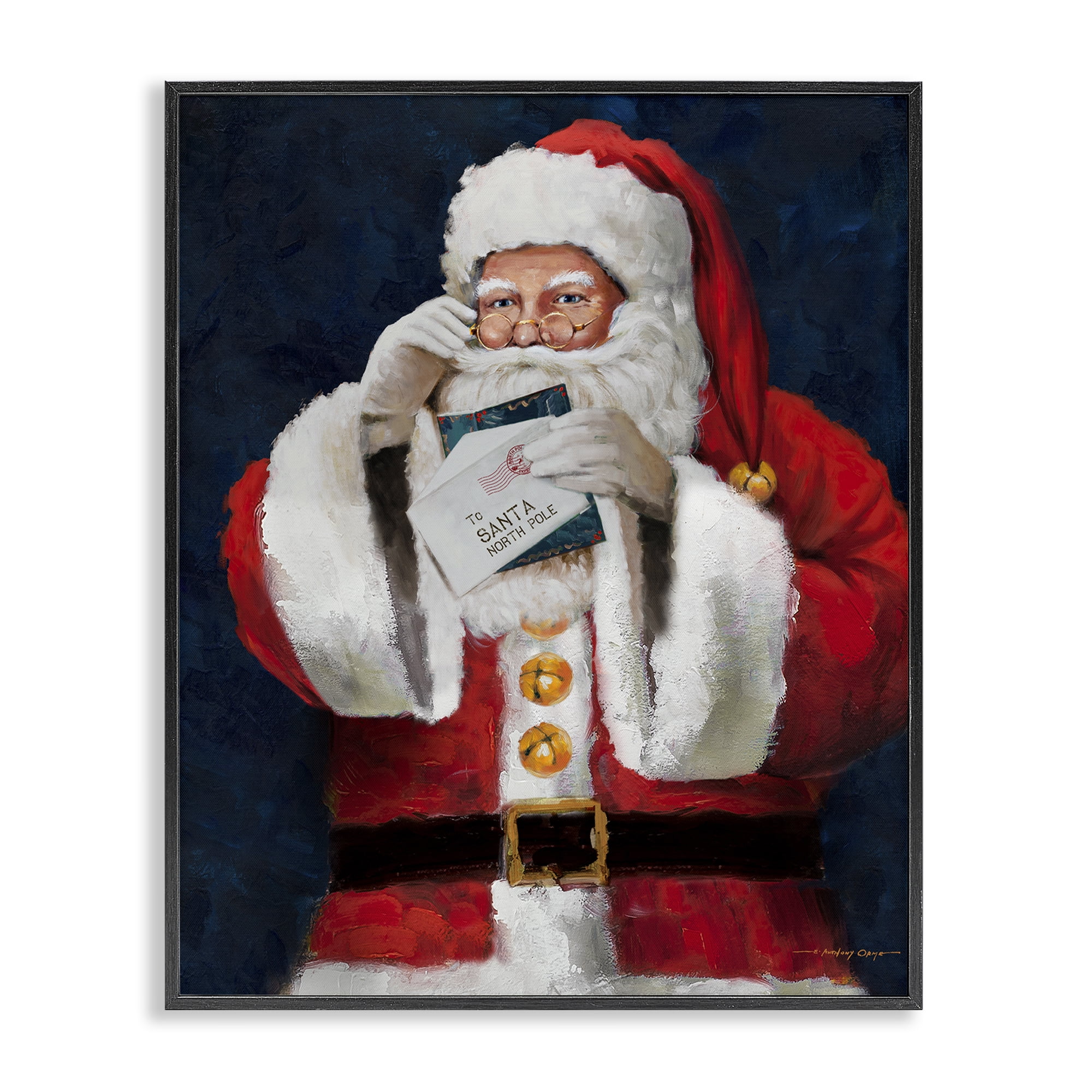 Stupell Industries Santa & Christmas Mail Holiday Painting Black Framed Art Prints Wall Art, 24 x 30