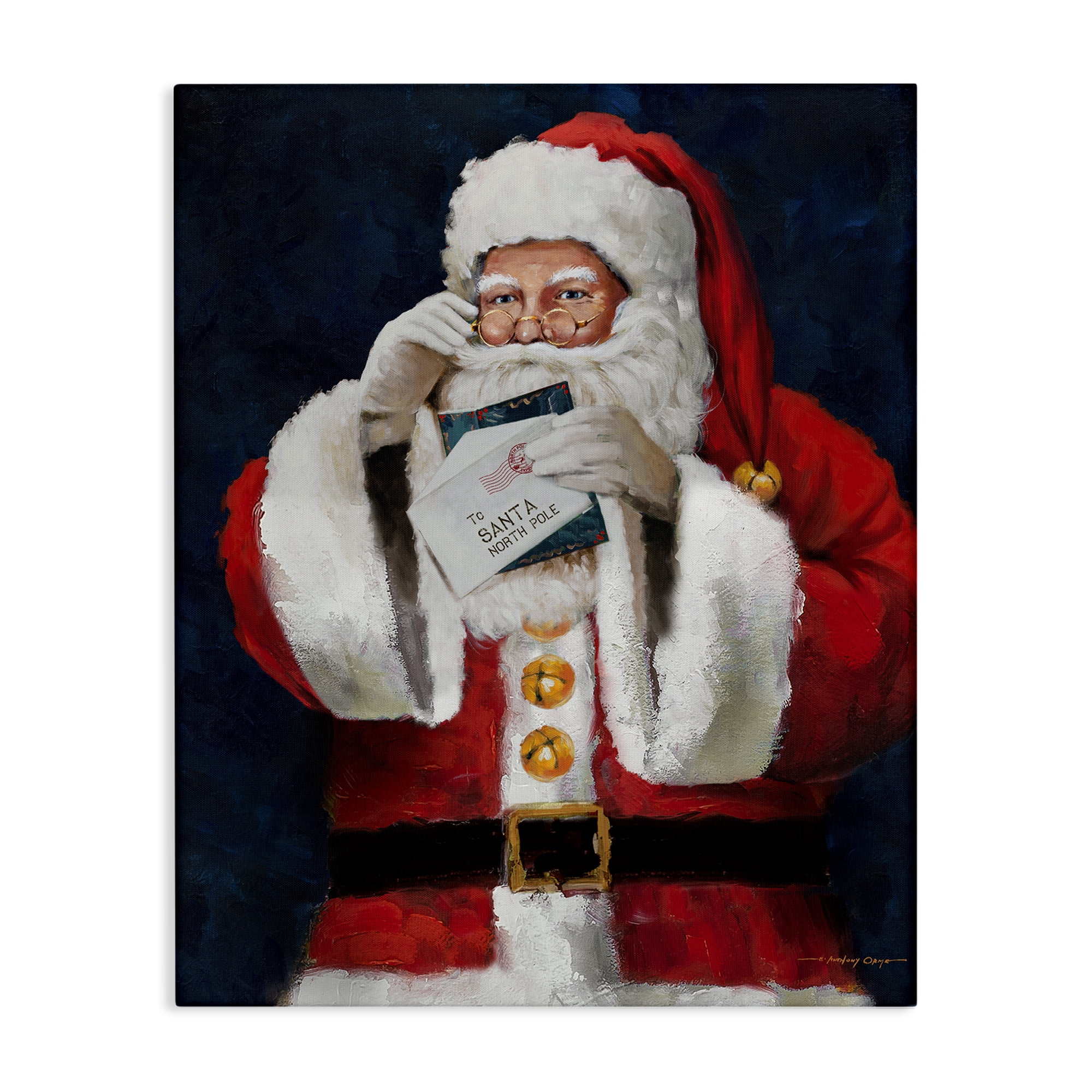 Stupell Industries Santa & Christmas Mail Holiday Painting Gallery Wrapped Canvas Art Prints Wall Art, 24 x 30