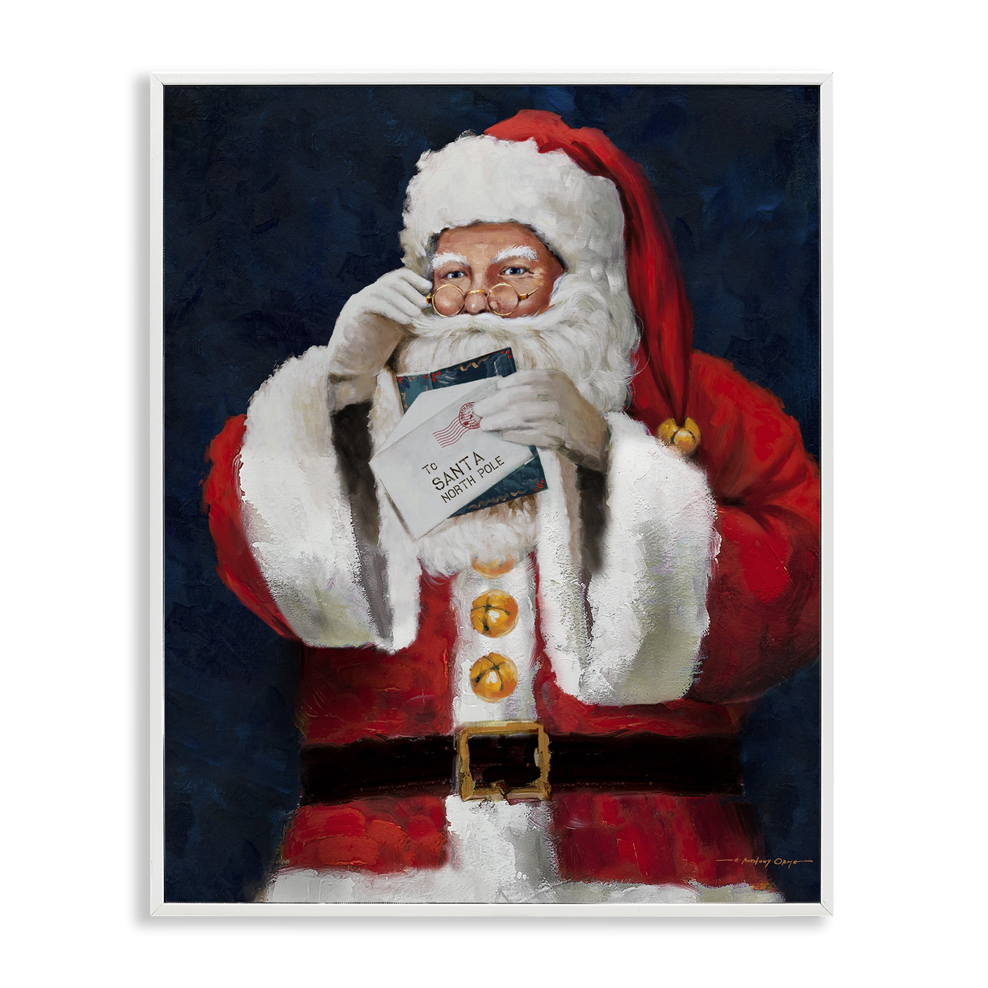 Stupell Industries Santa & Christmas Mail Holiday Painting White Framed Art Prints Wall Art, 11 x 14