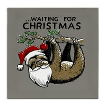 Stupell Industries Santa Christmas Sloth Holiday Painting Gallery Wrapped Canvas Art Prints Wall Art, 17 x 17