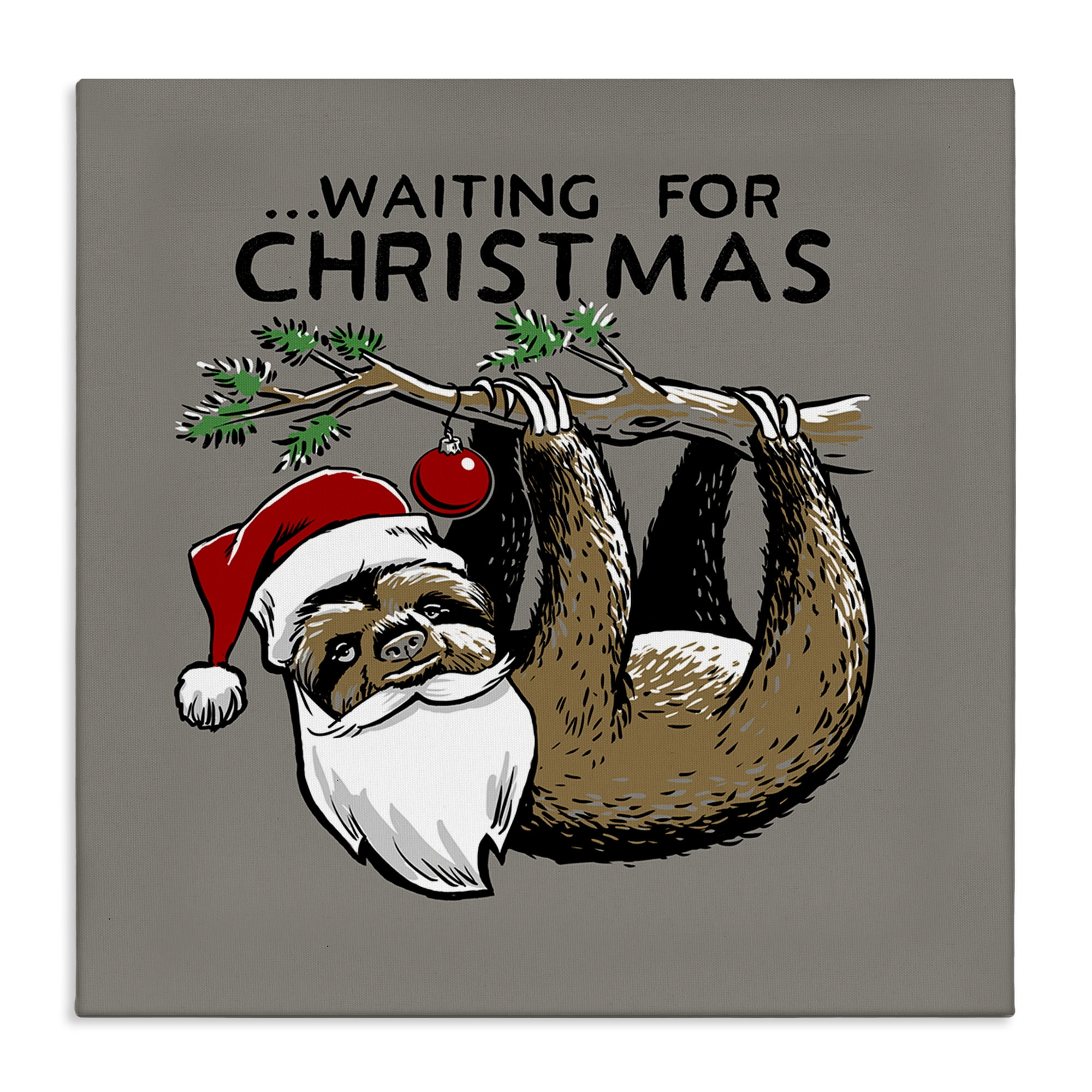 Stupell Industries Santa Christmas Sloth Holiday Painting Gallery Wrapped Canvas Art Prints Wall Art, 36 x 36