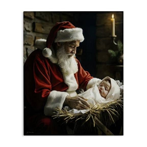 Santa Claus & Baby Jesus Canvas Art, 16 x 20, Made In USA