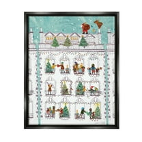 Stupell Industries Santa Claus Gifts City Rooftop Holiday Painting Black Floater Framed Art Print Wall Art