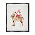 thumbnail image 1 of Stupell Industries Santa Claus Gnome Reindeer Holiday Patterned Stars Painting Jet Black Floating Framed Canvas Print Wall Art, Design by Heatherlee Chan, 1 of 5