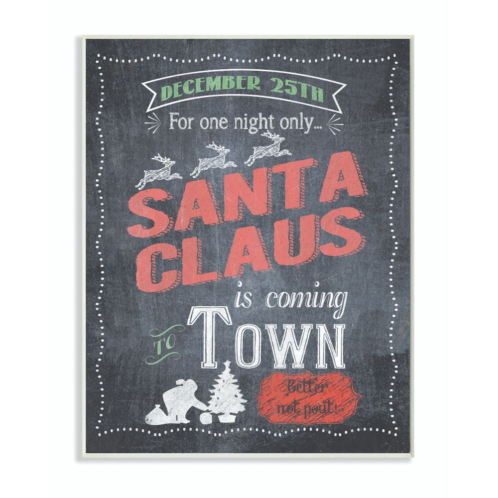 Stupell Industries Santa Claus Holiday Advert Christmas Word Design Wood Wall Art By Artist Jo Moulton
