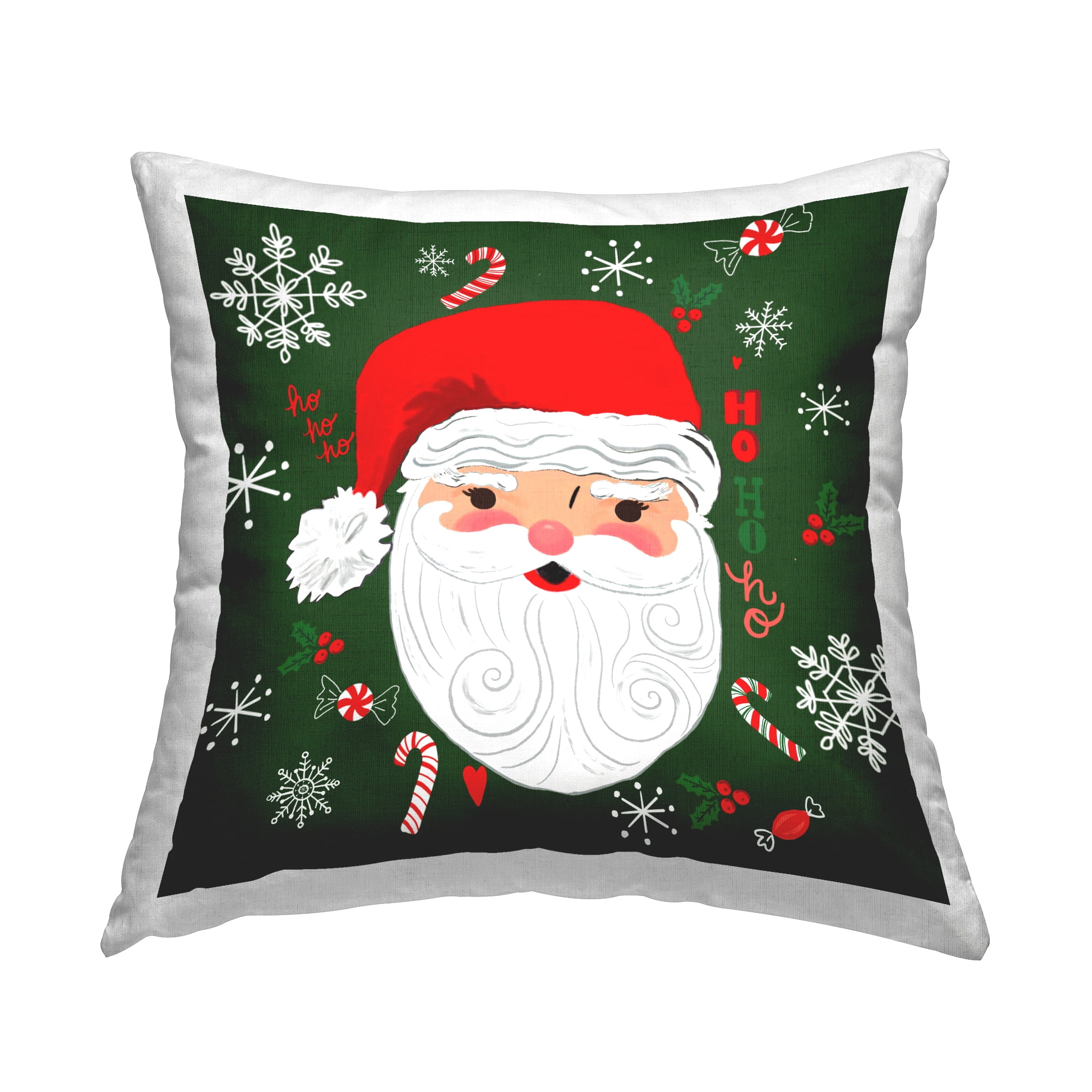 Stupell Industries Santa Claus Holiday Snowflakes Square Decorative Printed Throw Pillow, 18 x 18,