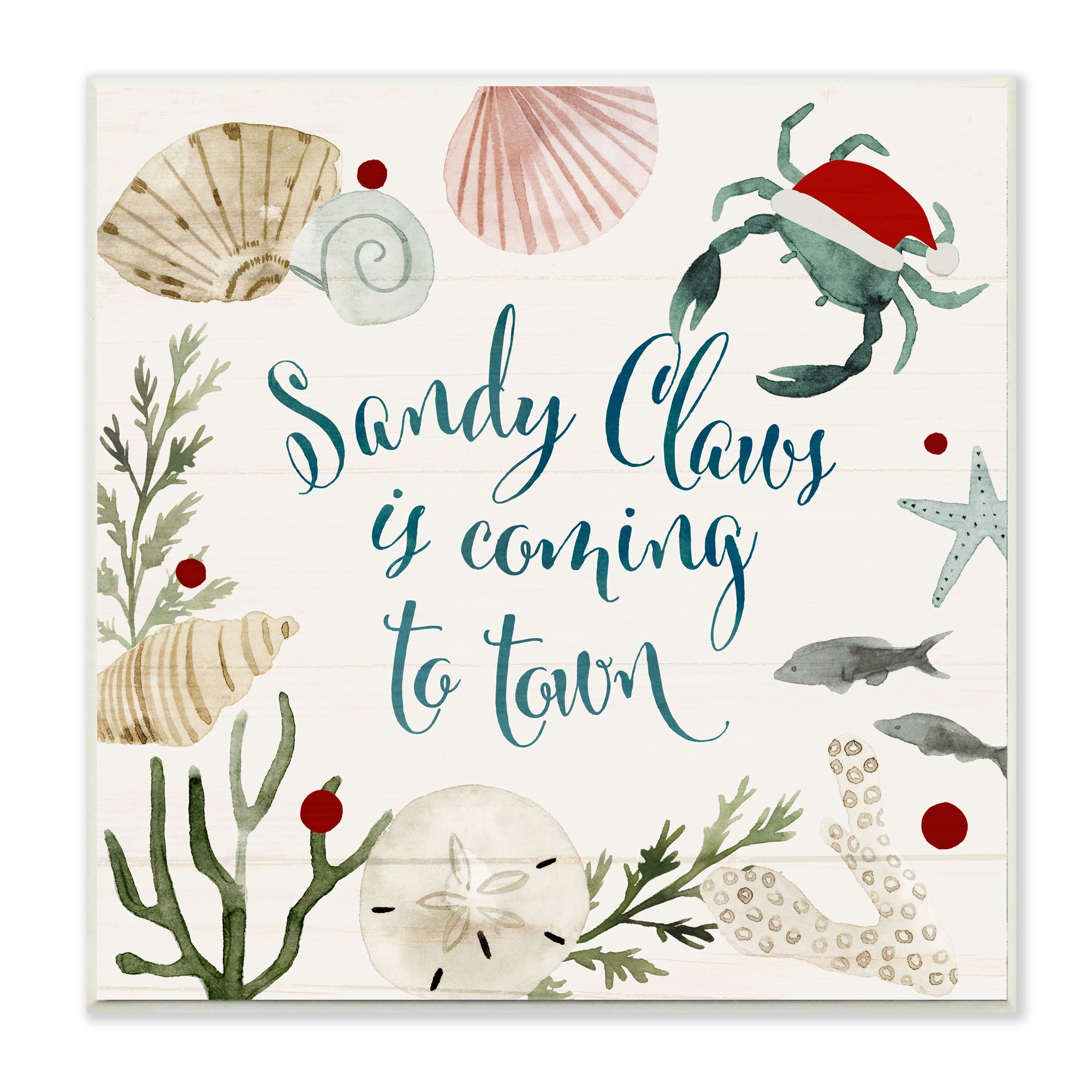 Stupell Industries Santa Claus Nautical Beach Holiday Sandy Christmas Wall Plaque Design by Victoria Barnes