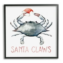 Stupell Industries Santa Claws Holiday Crab Holiday Painting Black Framed Art Print Wall Art