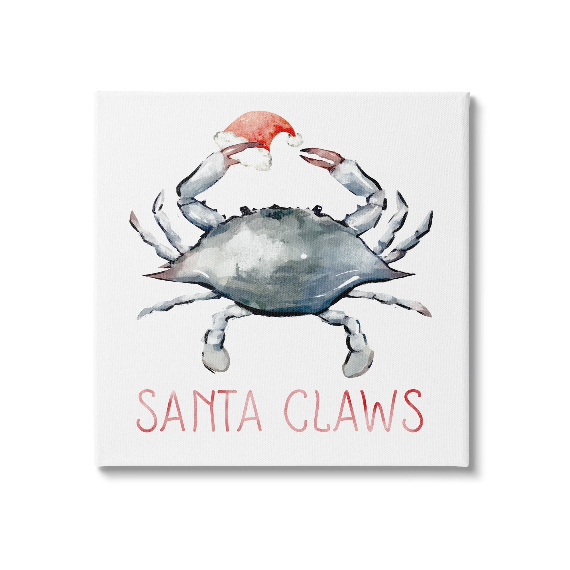 Stupell Industries Santa Claws Holiday Crab Holiday Painting Gallery Wrapped Canvas Print Wall Art
