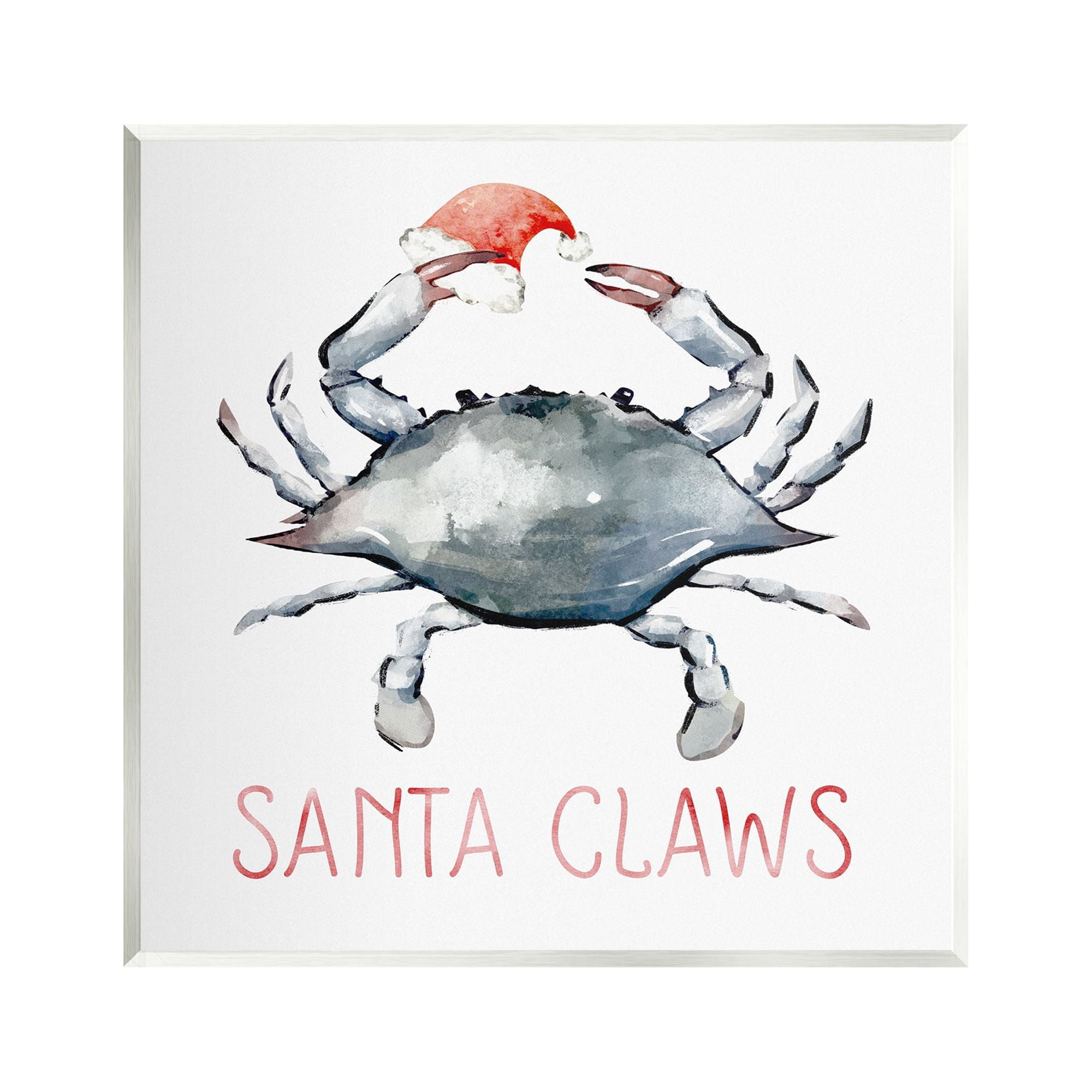 Stupell Industries Santa Claws Holiday Crab Holiday Painting Unframed Art Print Wall Art