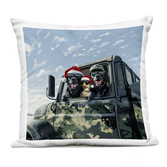 Stupell Industries Santa Dogs & Duck Outdoor Printed Pillow design by Jim Baldwin, 18 x 7 x 18