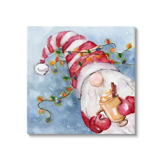 Stupell Industries Santa Gnome Holiday Lights Graphic Art Gallery Wrapped Canvas Print Wall Art, Design by Stella Chang