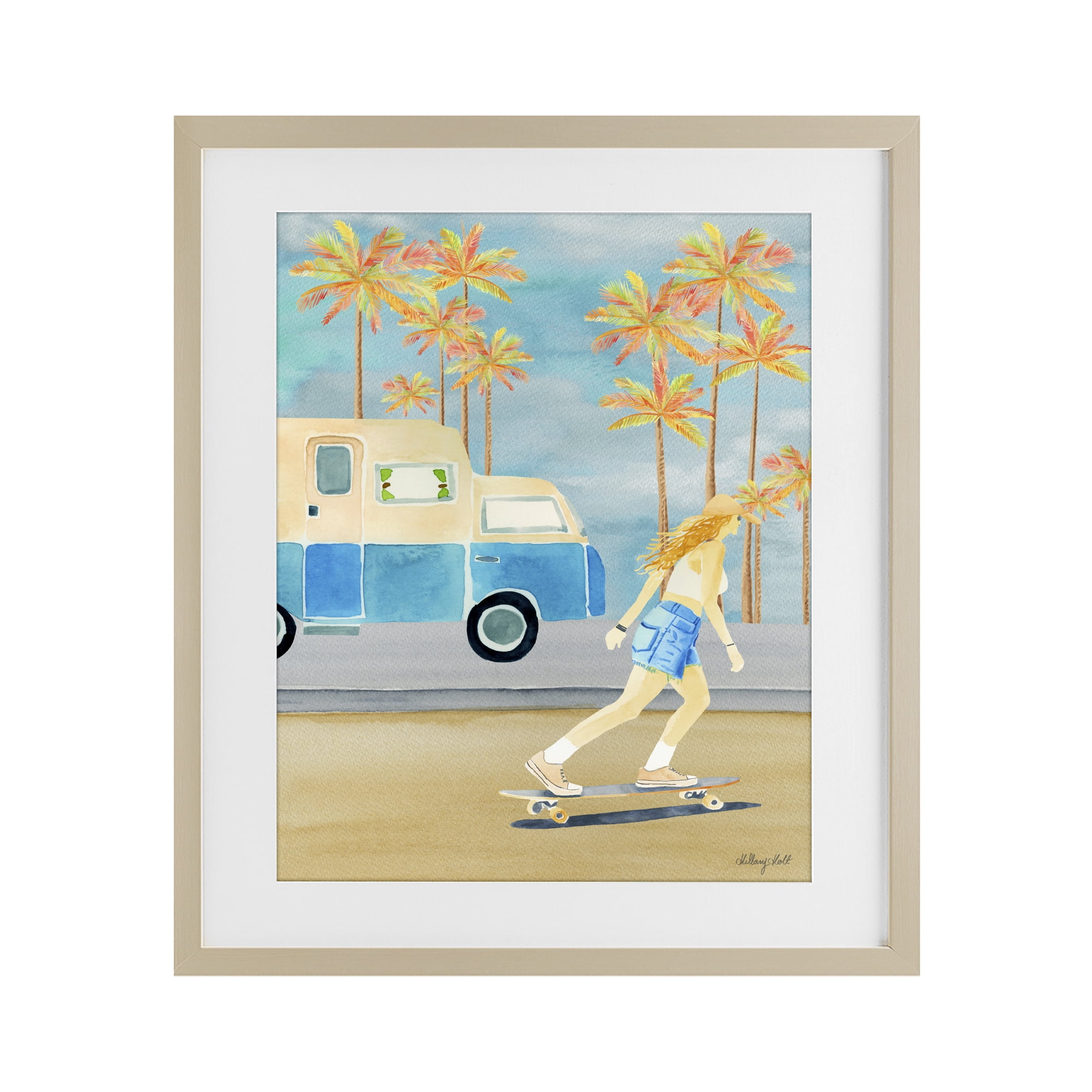 Stupell Industries Santa Monica Road Trip Birch Framed Print Under Glass, design by Hillary Holt