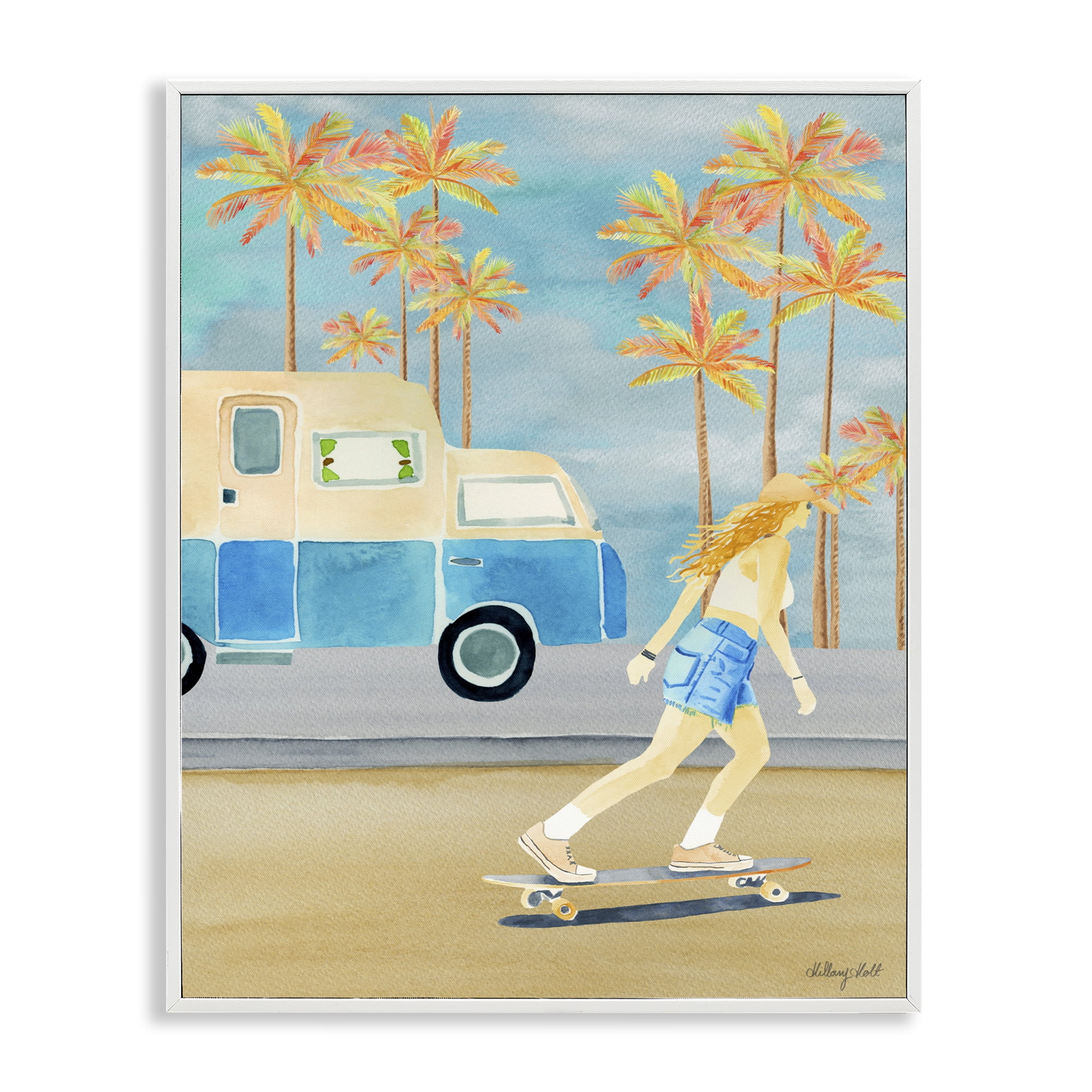 Stupell Industries Santa Monica Road Trip White Framed Giclee Art, design by Hillary Holt