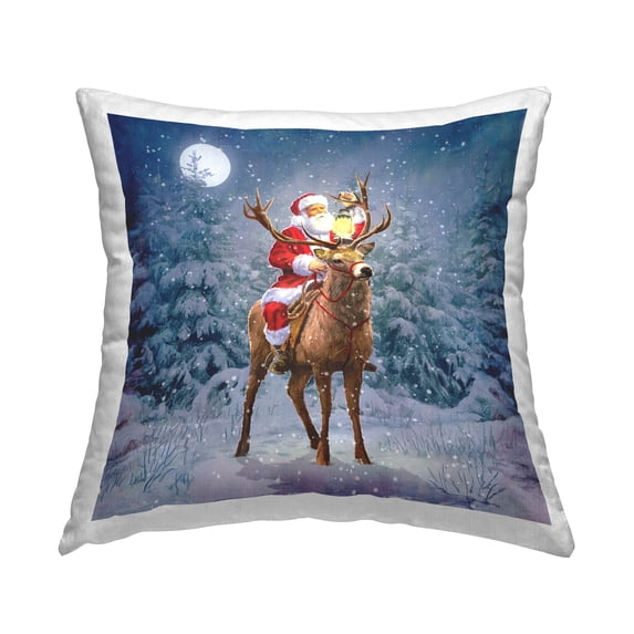 Stupell Industries Santa Reindeer Snowy Winter Night Printed Throw Pillow Design by Pip Wilson