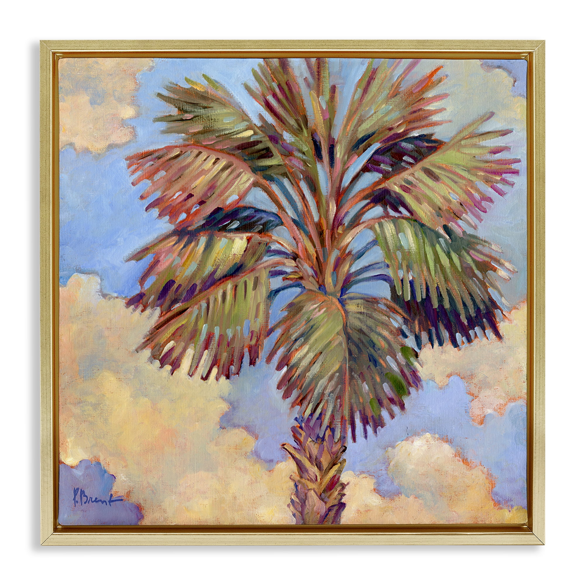 Stupell Industries Santa Rosa Palm Landscape & Nature Painting Gold Floater Framed Canvas Art Print Wall Art, 18 x 18