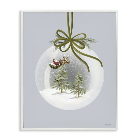 Stupell Industries Santa Sleigh Snowglobe Holiday Painting White Framed Art Print Wall Art, 24 x 30