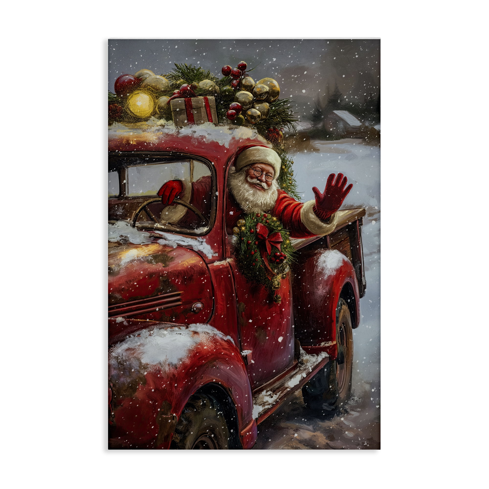 Stupell Industries Santa Waving Hello Holiday Painting Gallery Wrapped Canvas Art Prints Wall Art, 20 x 30